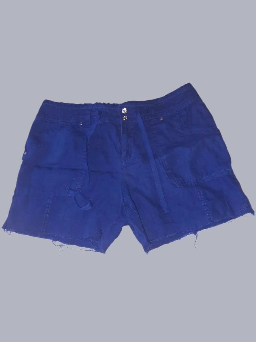 INC International Concepts Blue 100% Linen Drawstring Cargo Shorts - Size 14